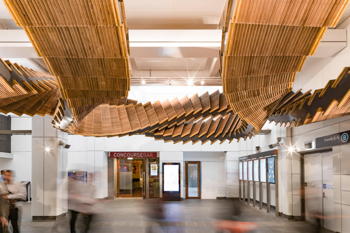 Installation Made from Historic Wood Escalators in Sydney